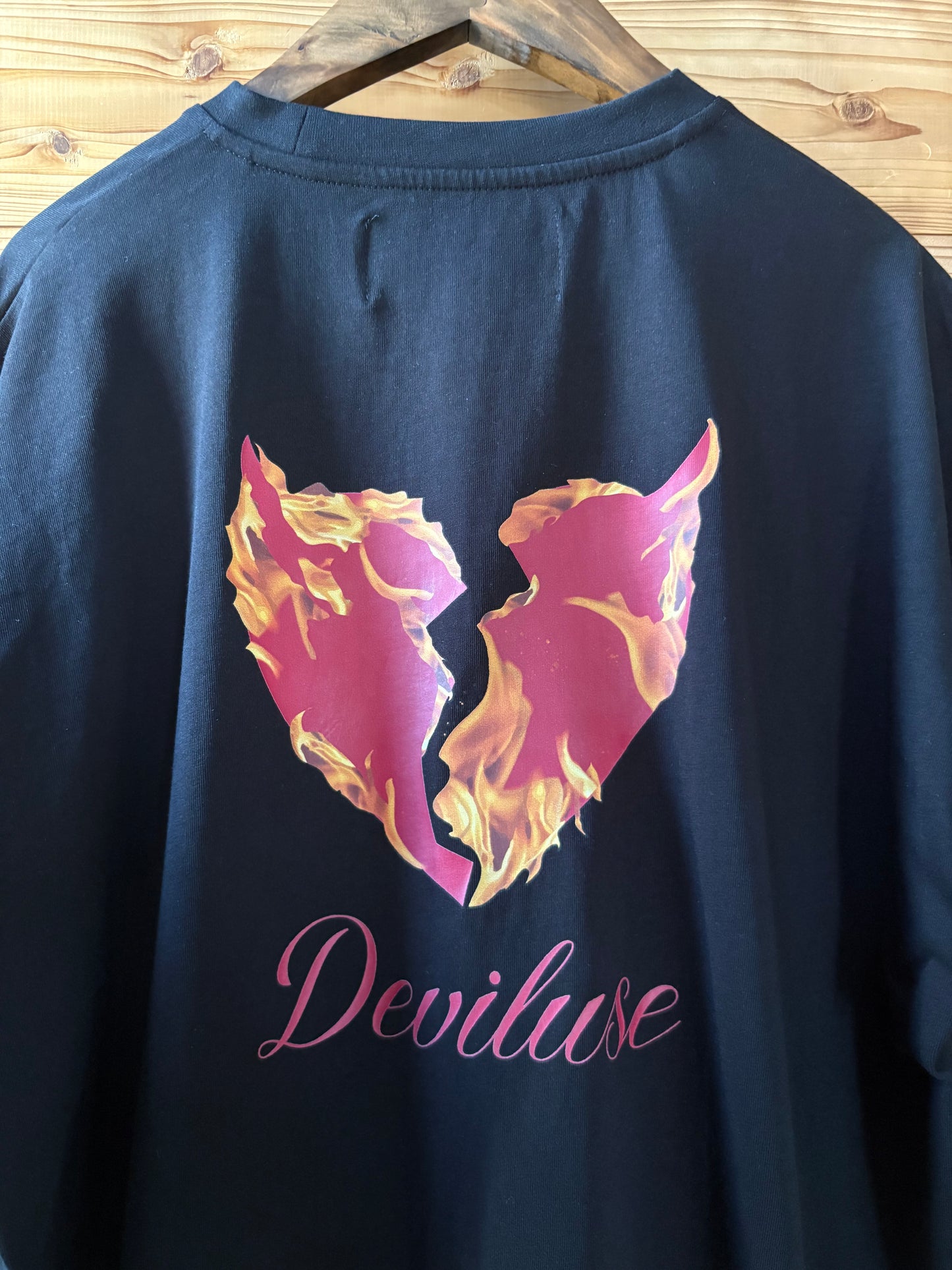 Flame Heart T-shirts(Black)