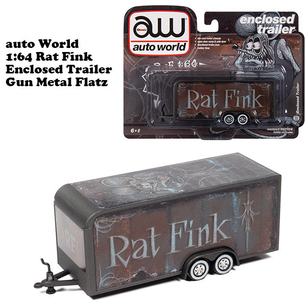 1:64 Rat Fink Enclosed Trailer GUN METAL FLATZ