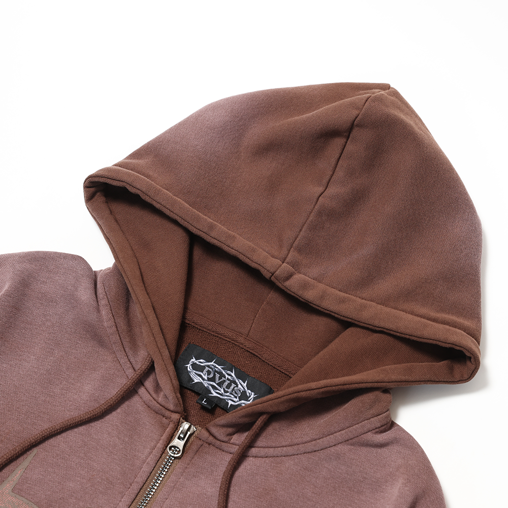 Crown of Thorns Zip Hoodie　(Fade Brown)