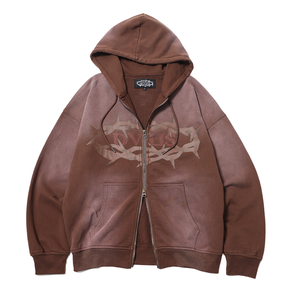 Crown of Thorns Zip Hoodie　(Fade Brown)