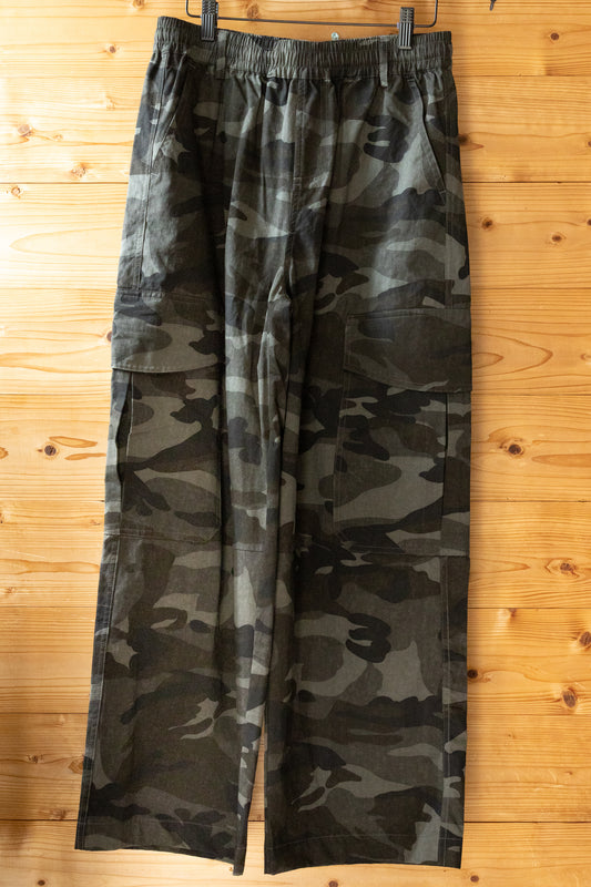 Camo Wide Cargo Pants(Olive)