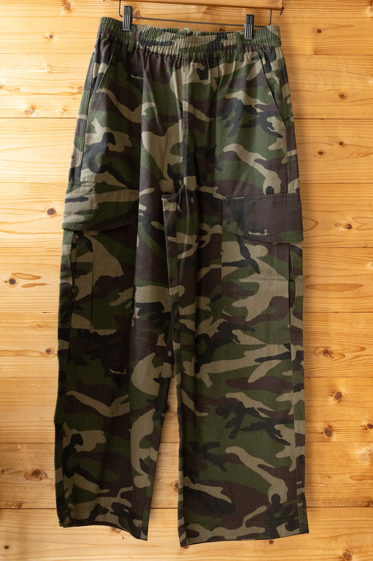 Camo Wide Cargo Pants(Green)