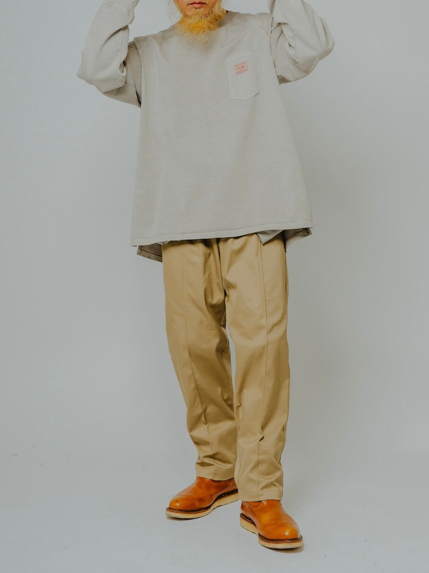 Pin Tuck Chino Pants -BEIGE-