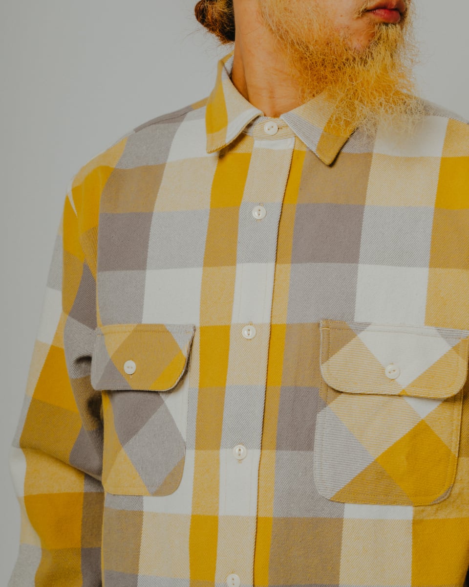 Heavy Flannel L/S Shirt｜YEL×GRY×WHT