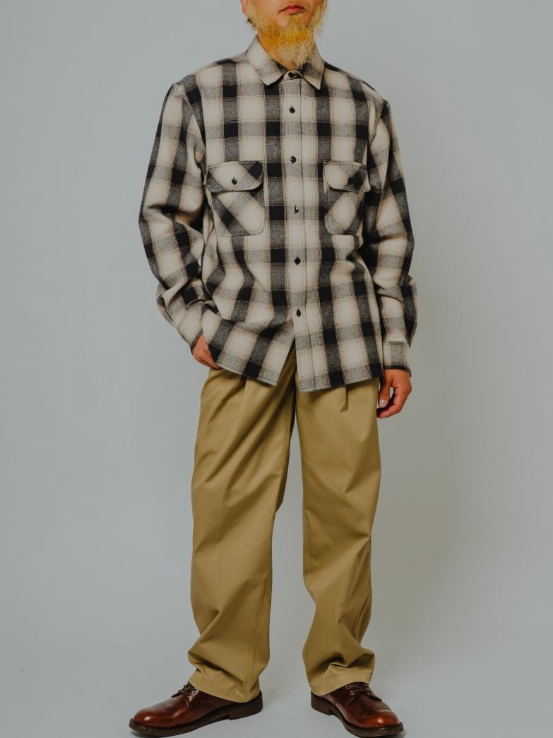 Heavy Flannel L/S Shirt｜BLK×BGE×OFF