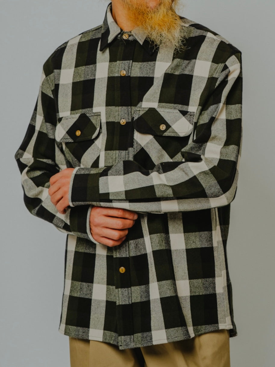 Heavy Flannel L/S Shirt｜OFF×OLV×BLK