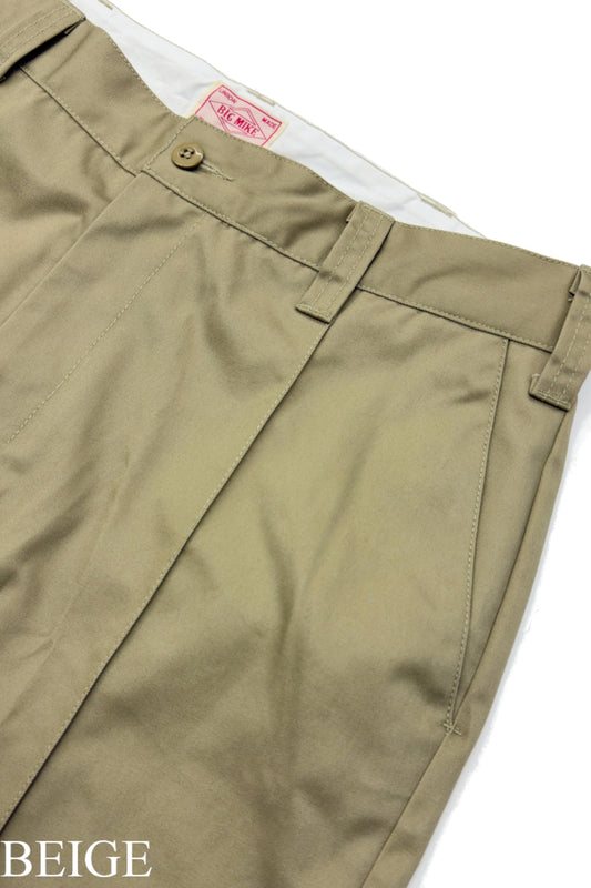 Pin Tuck Chino Pants -BEIGE-