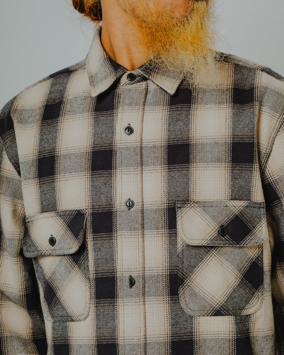 Heavy Flannel L/S Shirt｜BLK×BGE×OFF