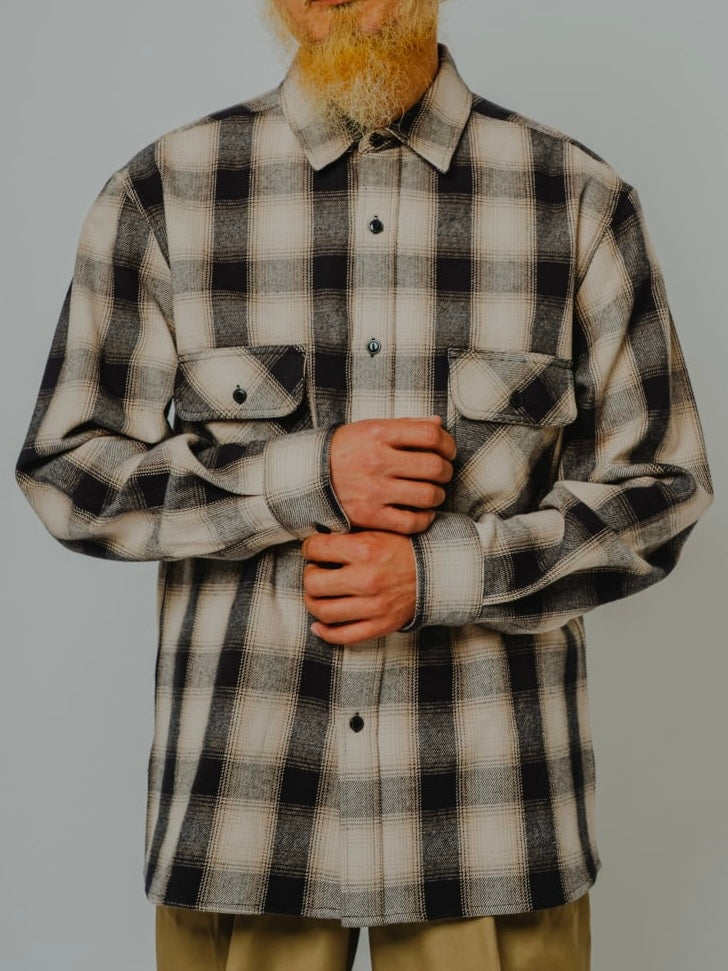 Heavy Flannel L/S Shirt｜BLK×BGE×OFF